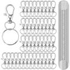 HXSEMAYIG 100PCS Keychain Hooks with Key Rings,.Metal Swivel Lobster Claw Clasps, for Keychain Clip Lanyard, Jewelry Making, Crafts (Silver)