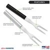 Rada Cutlery Carving Fork Stainless Steel Tine Steel Resin Made in USA, 9-1/2 Inches, Black Handle