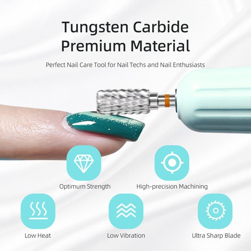 HYTOOS Safety Nail Drill Bits, 13mm Barrel Dust Proof D4S Cut Nail Bit, Right-handed 3/32 Carbide Drill Bits for Nails, Electric Manicure Drills Removal Gel,2XC