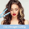 Mini Curling Iron, Mini Dual Purpose Curling Iron, Mini Straightener, 2 in 1 Mini Flat Iron for Short Hair Ceramic Flat Iron Tourmaline Plate Curler Beauty Heating Curler Hair Styling Tool (Blue)