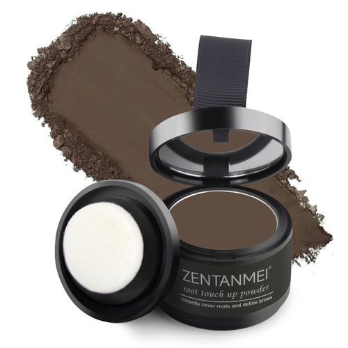 ZENTANMEI Root Touch Up Hairline Powder for Women & Men, Gray Hair Cover Up, Hairline Shadow Powder Sweatproof & Windproof, 0.14 oz Root Cover Up Powder for Thinning Hair (Medium Brown)