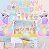 72Pcs Ice Cream Birthday Party Decorations for Girls Kids, Pastel Ice Cream Balloon Garland Arch Kit First Two Sweet Birthday Banner Foil Sprinkle Long Twist Balloons Cupcake Toppers Party Supplies