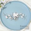 Gorais Flower Bride Wedding Hair Comb Silver Crystal Bridal Hair Piece Rhinestone Headpiece Leaf Hair Accessories for Women and Girls