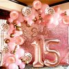 KatchOn, Rose Gold 15 Balloons Number - Big, 40 Inch | 15 Birthday Balloons with Confetti for Happy 15th Birthday Decorations for Girls | Quinceanera Decorations | 15 Birthday Decorations for Girls