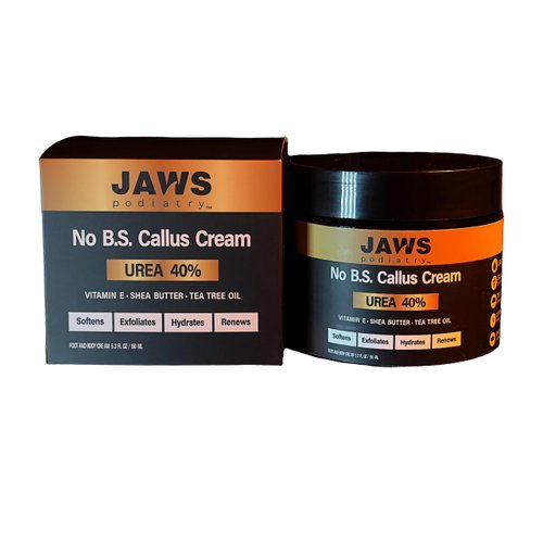 Urea Cream - Jaws Podiatry No B.S. Callus Cream - Foot Cream for Dry Cracked Heels Feet Knees Elbows Hands - 40% Urea Callus Remover For Feet - Soften Exfoliates Hydrates and Renews Skin