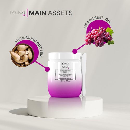 YBERA PARIS Fashion UP Mask | Ideal for Extremely Dry Hair | Shining Hair | Color Safe | Enhanced with Oil Grape Seed & Murumuru | Sulfates-Parabens Free | 7.0 Oz