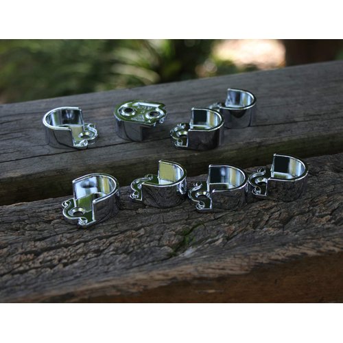 Metal Closet Wardrobe Rod Holder Socket End Support Pipe Bracket U-Shaped Flange for 19mm/0.75" Rod (Set of 8)