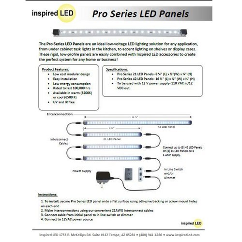 Inspired LED Super Deluxe Pro Series 21 LED Kit Under Cabinet Lighting | 24 Watt 12V DC | Cool White ~6000 K 165 lm/ft