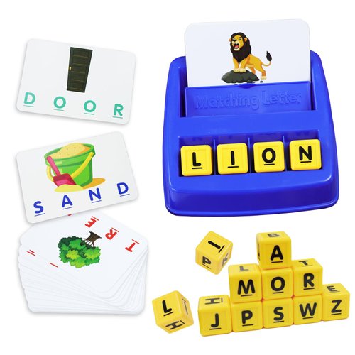 SINBEE Matching Letter Games for Kids Birthday Gift, Learning Toys Ages 3-8, Birthday Party Halloween Xmas Easter Gifts for 3 4 5 6 7 8 Year Old Boys Girls (Blue)