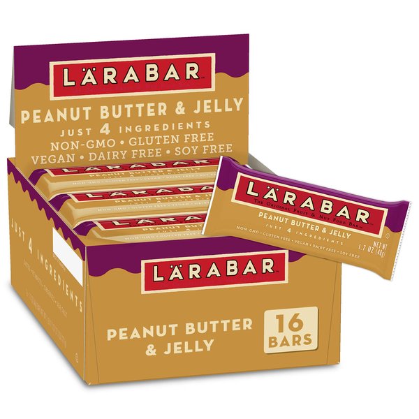 LÄRABAR Peanut Butter and Jelly, Gluten Free Vegan Fruit & Nut Bars, 16 ct