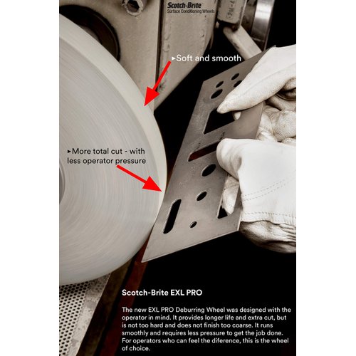 3M EXL PRO Deburring Wheel - Metal Deburring, Finishing and Polishing Wheel - Unitized - 6" x 1" x 1"