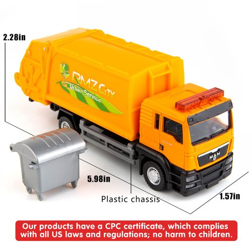 BDTCTK Compatible for Man Garbage Truck Car Model Toy Cars, Zinc Alloy Die-Cast Vehicles Kid Toys for Boy Girl Gift