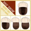 Lansigreen Hat Wig Beret Hat with Hair Extensions Classic French Wool Hat Attached 12" Straight Short Bob Hairpiece Synthetic for Women Light Brown