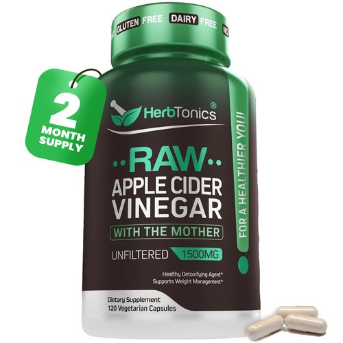 Herbtonics Raw Apple Cider Vinegar Capsules with Mother | Detox & Digestive Health Formula | Unfiltered ACV for Metabolic Support | 120 Vegan Capsules