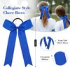 DEEKA 16 PCS Collegiate Style Cheer Bows Long Tail Skinny Cheer Bow Ponytail Holder Handmade Bows for Girls Teens Softball Cheerleader Sports -Royal Blue
