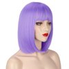 AISI BEAUTY Purple Wig with Bangs Short Straight Bob Wigs for Women 12 Inch Synthetic Colorful Cosplay Party Wig