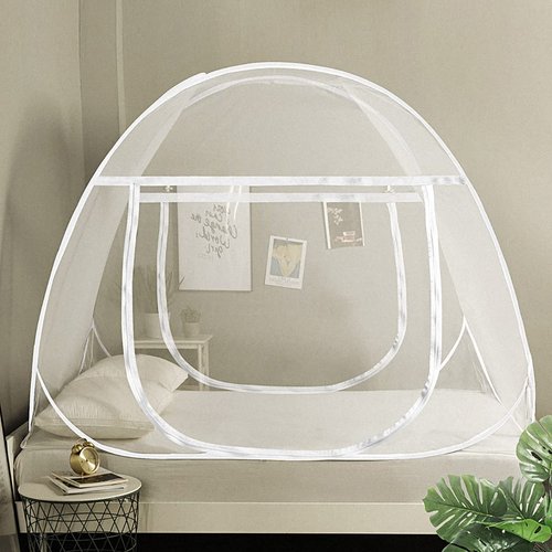 AMMER Pop Up Mosquito Net Tent for Beds, Portable Foldable Mosquito Netting Folding Design with Net Bottom,2 Entries,Suit for Twin to King Size Bed (79x71x59inch)