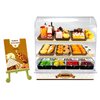 86 Pieces Miniature Bakery Case Cake Stand Display Cabinet with Food Set Mini Plastic Counter Dessert Donuts for 1:12 Doll House Store Scene Decoration Gift Dollhouse Bread Shop Model Playhouse