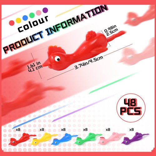 Hungdao 48 Pcs Slingshot Chickens Finger Slingshot Toys Rubber Flying Chicken Funny Gifts for Kids Adults Party Favors Carnival Christmas Birthday Goodie Bag Stuffers Novelty Gag Gifts