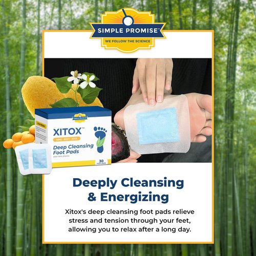 Simple Promise - Xitox Deep Cleansing Foot Pads - Rejuvenates Your Body for More Restful Sleep - Alleviates Tension - Contains Natural Herbal Ingredients - 30 Foot Pads