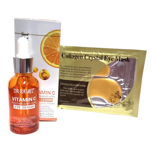 Dr Rashel Vitamin C Eye Anti - Aging Serum Essence | Hyaluronic Acid and Collagen, Reduce Wrinkles, Remove Dark circles & Puffiness, Size (1.01 oz)