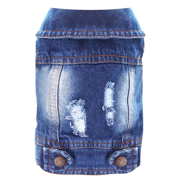 DOGGYZSTYLE Pet Vests Dog Denim Jacket Hoodies Puppy Jacket for Small Medium Dogs (XS, Blue)