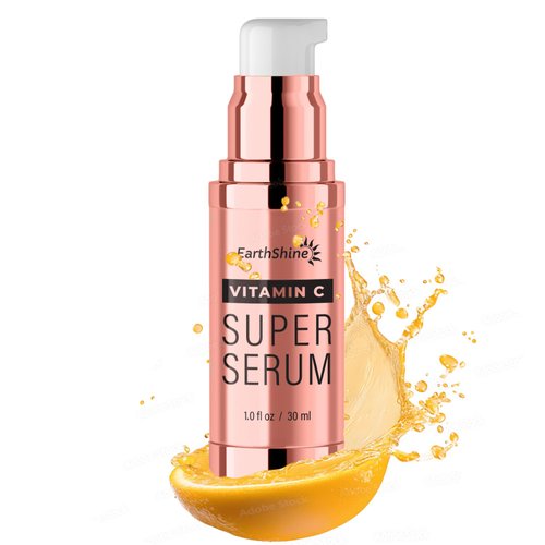EarthShine Vitamin-c Super Serum for Women over 45: Anti Aging Yellow Dark Spot for Face - Hydrates, Firms, Lifts, Smooths Mature Skin - All-in-one Serum with Hyaluronic Acid & Peptides - 1.0 FL OZ