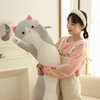 WUYU Lovely Plush Cat Doll Cute Cartoon Soft Stuffed Kitten Pillow Long Throw Sleeping Pillow Doll Toy Gift for Kids Girlfriend Multiple Size (Grey,50cm/19.6in)