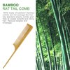Bamboo Rat Tail Comb with Fine Teeth for Teasing and Post Styling - Anti-Static Tool for Curly Hair for Women and Men