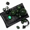 Poludie 15 Pieces Complete Polyhedral DND Dice Set D3-D100 Spherical D&D Dice Set with Dragon Eye Dice Bag, D100 Dice for Dungeons and Dragons, RPG, MTG Table Games(Black w/Green Numbers)