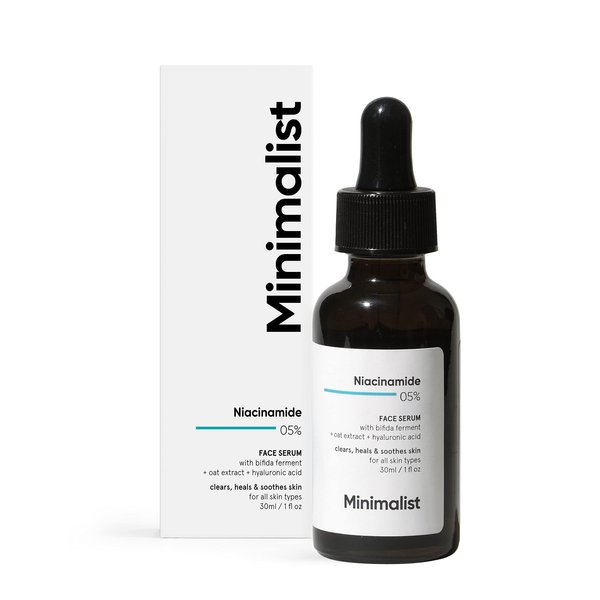 Minimalist 5% Niacinamide Face Serum for Clear Glowing Skin | With 1% Hyaluronic Acid for Hydration | Pore Minimizer for Face | Clears Acne Marks & Blemishes | For Women & Men | 1 Fl Oz / 30 ml
