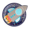BLUE PANDA 48 Pack Rocket Ship Paper Plates for Kids Outer Space Birthday Party Supplies, Decorations (9 Inches)