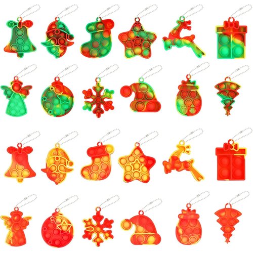 JDSTY 24 Pack Christmas Mini Pop Fidget Toy Pack for Kids Girls Boys Toddlers Christmas Stocking Stuffers Party Favors Gifts Stress Relief