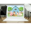 ZARROUEA 7x5ft Blue Barn Farm Animals Happy Birthday Backdrop Banner Cartoon Farm Background for Kids Boy Birthday Party Baby Shower Party Decorations Cake Table Supplies（Blue2）