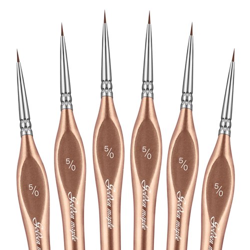 Detail Paint Brushes 5/0, Golden Maple 6PC Extra Fine Detail Miniature Paint Brush Set Very fine Paint Brushes for Miniature Painting Small Scale Models 40k Acrylic Watercolor Oil, Rose Gold