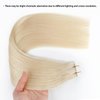 ABH AmazingBeauty Hair Tape in Hair Extensions Human Hair Semi-permanent Tape Attached Real Remy Tape Extensions 50g 20pcs Invisible Seamless Reusable Skin Weft Platinum Blonde Color 60 18 Inch
