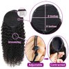 Kinky Curly Ponytail Extensions Human Hair Wrap Drawstring Adjustable Clip In Pony Tail 3C Afro Curl Natural Black (24")