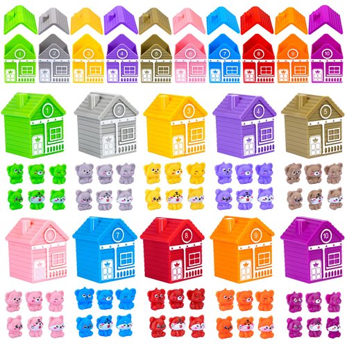 Learning Montessori Toys for Toddlers 2-4 Years 70 PCS Animal Educational Sensory Counting Matching Sorting Stacking Toy Fine Motor Games for Kids Party Favors Birthday Gifts for Girls Boys