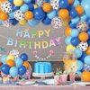 128Pcs Blue Birthday Party Supplies Balloons Garland Kit, Blue Orange Yellow White Bone Dog Paw Balloons Arch Banner for Baby Shower Girls and Boys Blue Theme Happy Birthday Party Decorations