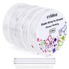 Stretchy String for Bracelets and Jewelry Making, Cridoz 5 Rolls Clear Elastic String Stretch Cord Bead Bracelet String with 2 Pcs Beading Needles for Seed Beads, Pony Beads