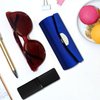 US Office Elements Elegant Dark Blue Satin Lipstick Case with Mirror – Luxurious Soft Satin Lipstick Holder for Purse, Stylish Protection for Your Lipstick (Set of 2)