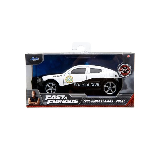 Jada 2006 Dodge Charger Police Black and White Policia Civil Fast & Furious Series 1/32 Diecast Model Car