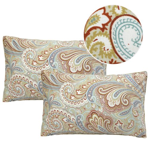 Softta Paisley Design Khaki 1 Pair Pillow Cases (no Filling no Comforter) 20×36 inch 800 Thread Count 100% Egyptian Cotton Silky Soft Satin Pillow Covers for King/Cal King