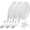 3 Pack 10FT Power Extension Cable Compatible with WyzeCam,WyzeCam Pan,WYZE Cam OG,Kasa Cam,Nest Cam,Blink,Cloud Cam,USB to Micro USB Durable Charging and Data Sync Cord for Security Camera(White)
