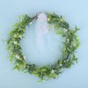 Wiwpar Boho Flower Headband Green Leaf Flower Fairy Wreath Headpiece Adjustable Bridal Flower Garland Headband Ribbon Wreath Christmas Holly Hair for Costume Wedding (Style3)