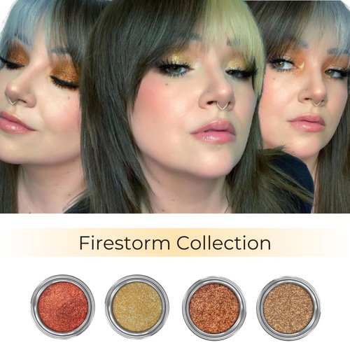 Concrete Minerals Natural Glitter Eyeshadow, Iridescent Shine and High Pigmentation, 100% Vegan and Cruelty Free, 2.4 Grams Loose Mineral Powder (Firestorm Collection)