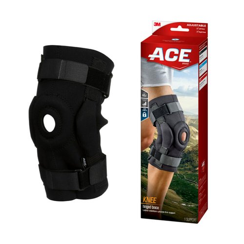ACE Brand Hinged Knee Brace, Provides Firm, Stabilizing Support and Compression to Muscles and Joints, Adjustable Knee Brace With Knee Straps, Right or Left Knee Brace, One Size Fits Most