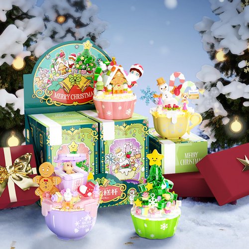 MEIEST Christmas Building Blocks Sets,4 in 1 Festival Bricks Toys for Kids,Cute Xmas Gifts & Home Decor