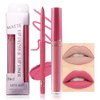 evpct 2Pcs Nude Pink Matte Lip Liner and Lipstick Lip Gloss Set Kit for Women, Nude Pink Matte Lipstick Kit with Lip Liner, Lip Stains Long Lasting Waterproof 24 Hour Lipstick and Lip Liners Pencils