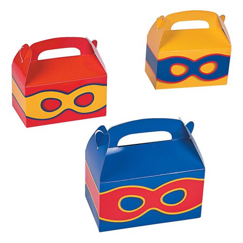 Fun Express Superhero Treat Boxes for Birthday - Party Supplies - Containers & Boxes - Paper Boxes - Birthday - VBS Vacation Bible School Supplies/Decor - 12 Pieces